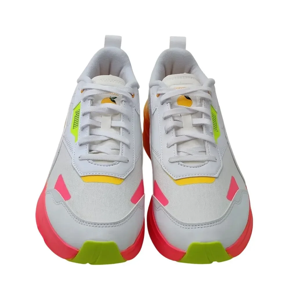 New white w/ pink orange Puma Platform Sneakers sz 10